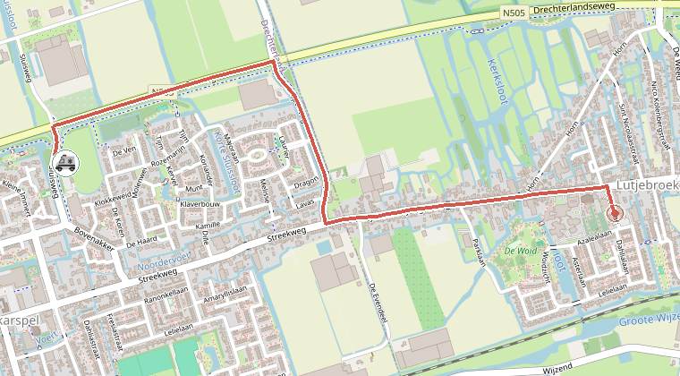 Kaart van de omgeving van de melding