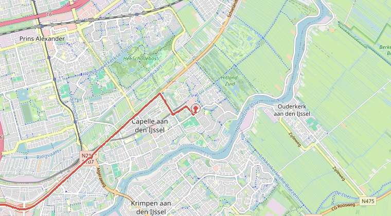 Kaart van de omgeving van de melding