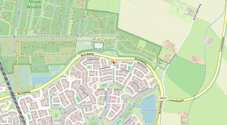 Kaart van de omgeving van de melding