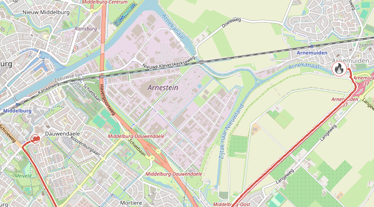 Kaart van de omgeving van de melding