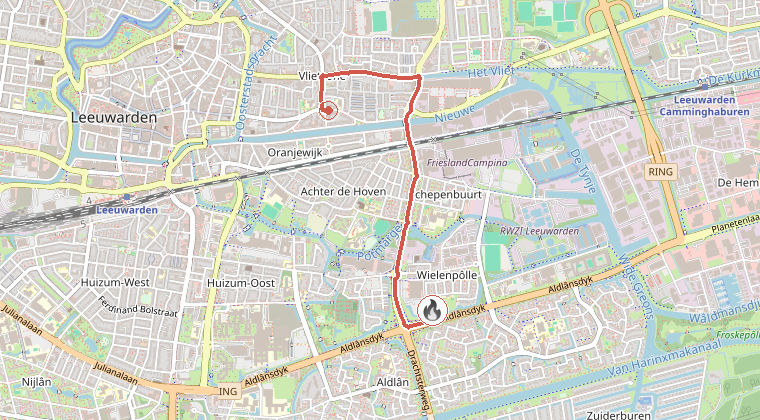 Kaart van de omgeving van de melding