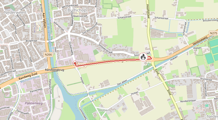 Kaart van de omgeving van de melding