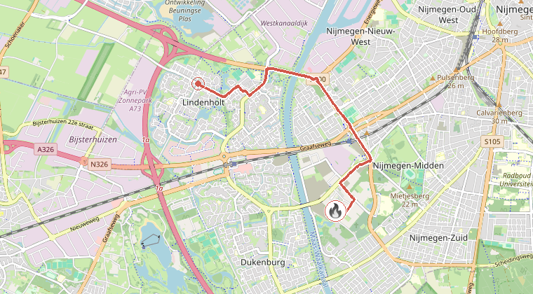 Kaart van de omgeving van de melding