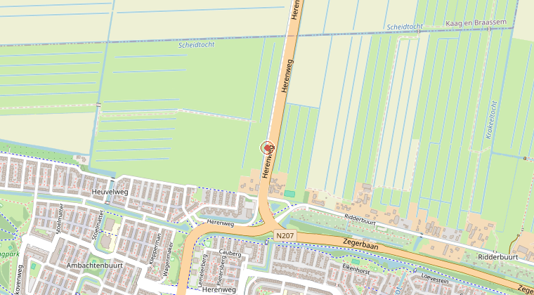Kaart van de omgeving van de melding