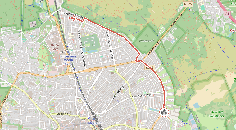 Kaart van de omgeving van de melding
