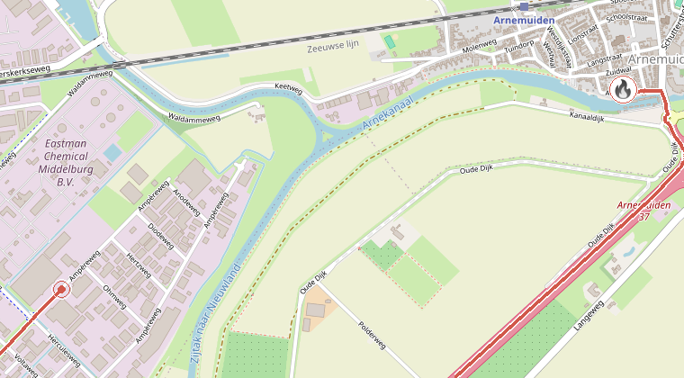 Kaart van de omgeving van de melding