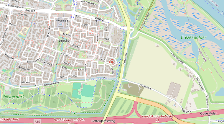 Kaart van de omgeving van de melding