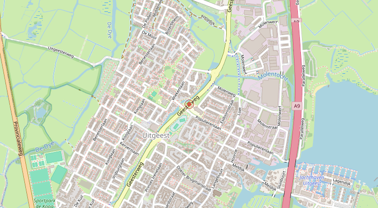 Kaart van de omgeving van de melding
