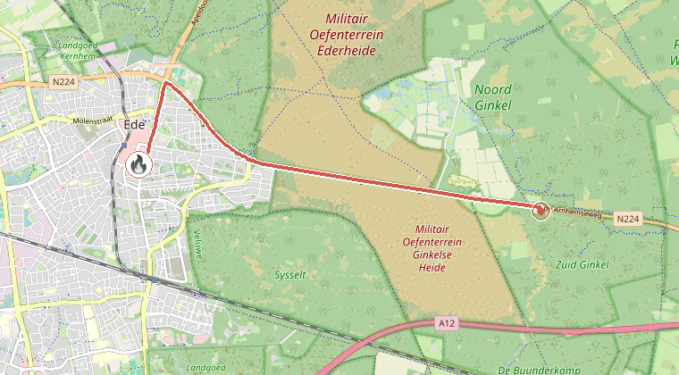 Kaart van de omgeving van de melding
