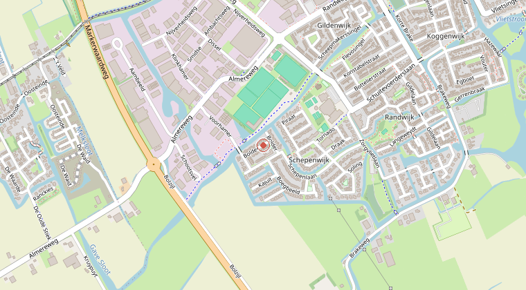 Kaart van de omgeving van de melding