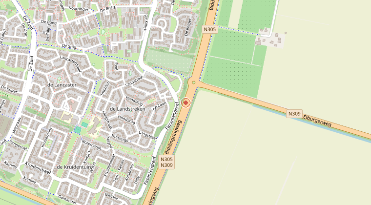 Kaart van de omgeving van de melding
