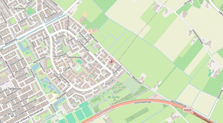 Kaart van de omgeving van de melding