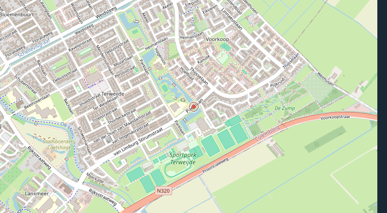 Kaart van de omgeving van de melding