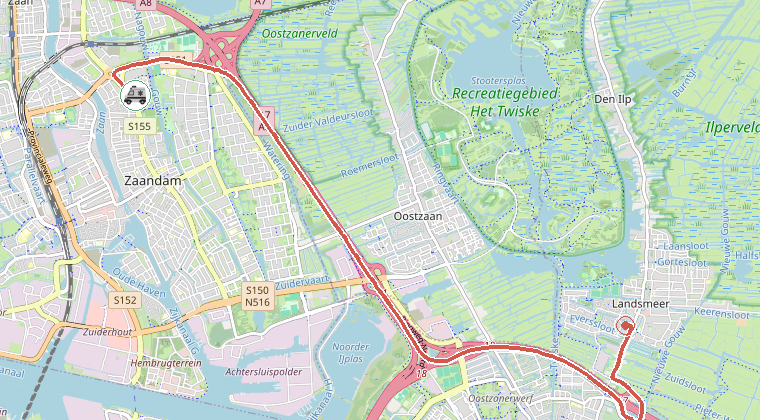 Kaart van de omgeving van de melding