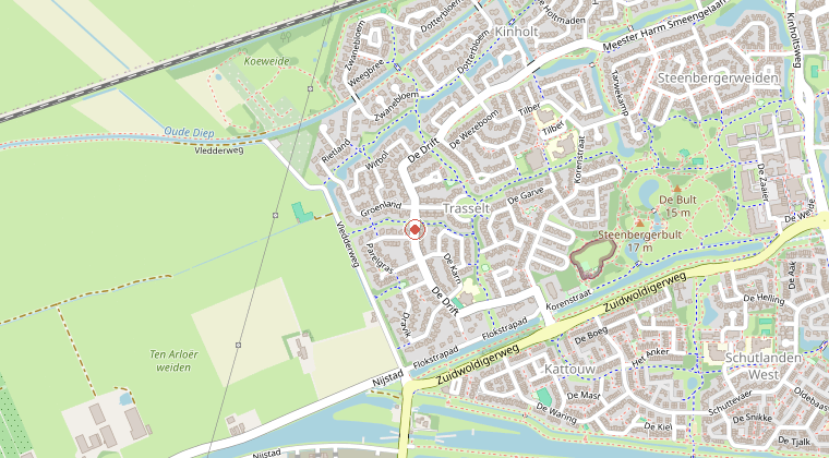 Kaart van de omgeving van de melding