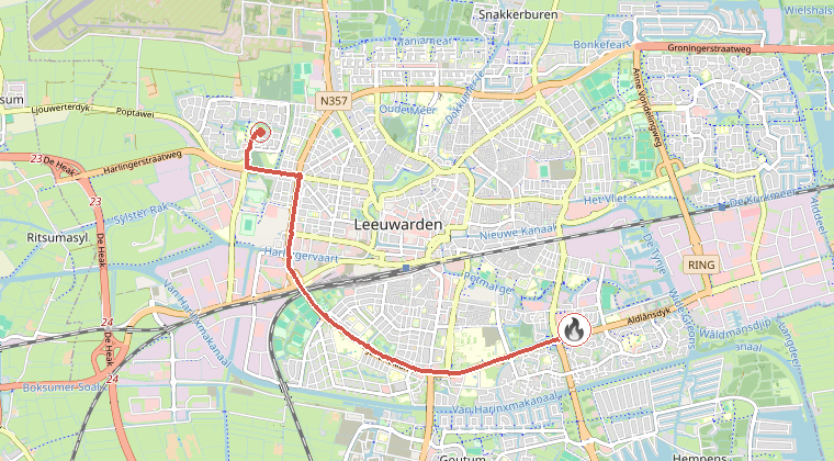 Kaart van de omgeving van de melding