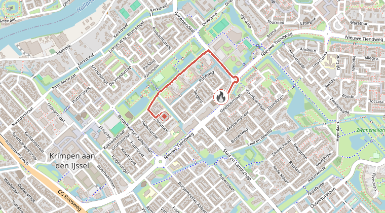 Kaart van de omgeving van de melding