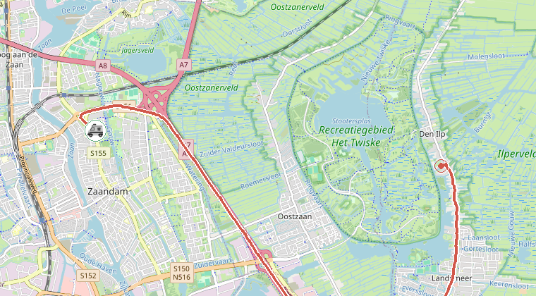 Kaart van de omgeving van de melding