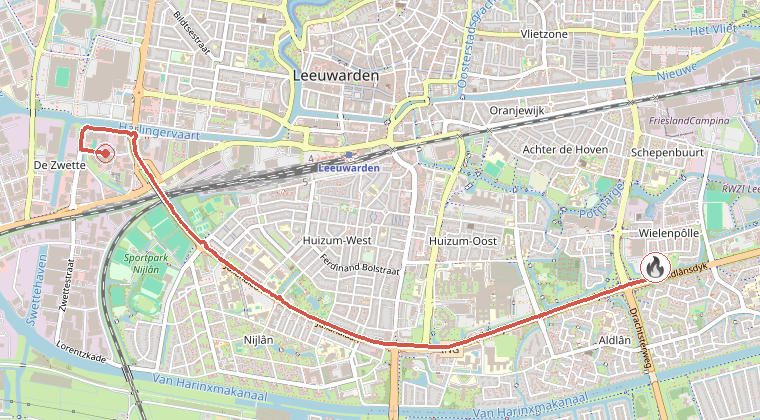 Kaart van de omgeving van de melding