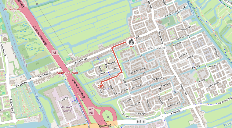 Kaart van de omgeving van de melding
