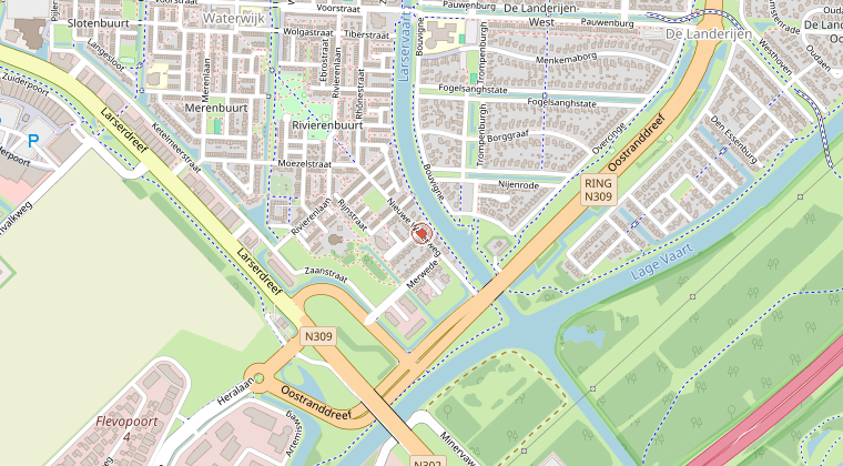 Kaart van de omgeving van de melding