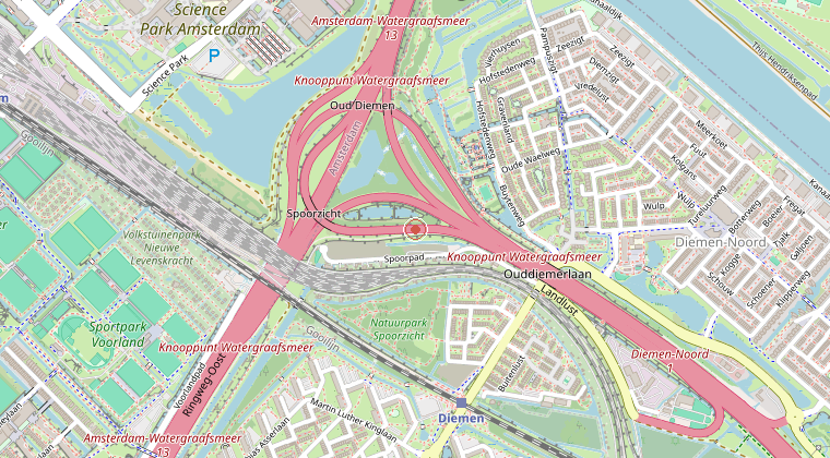 Kaart van de omgeving van de melding