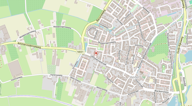 Kaart van de omgeving van de melding