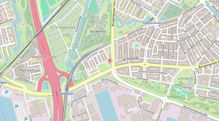 Kaart van de omgeving van de melding