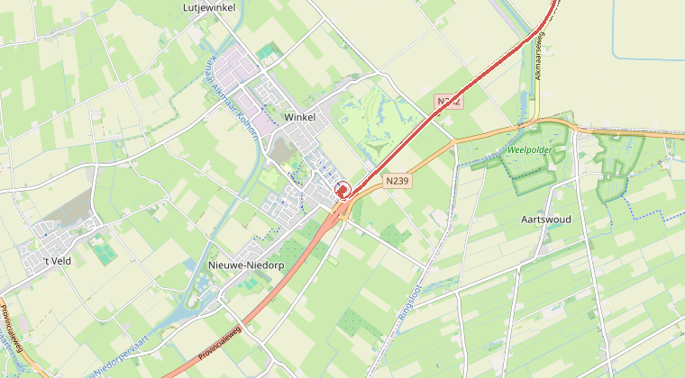Kaart van de omgeving van de melding