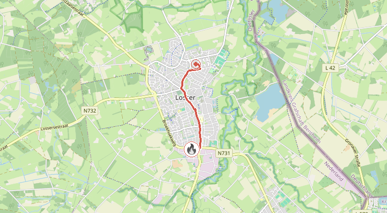 Kaart van de omgeving van de melding