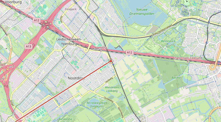 Kaart van de omgeving van de melding