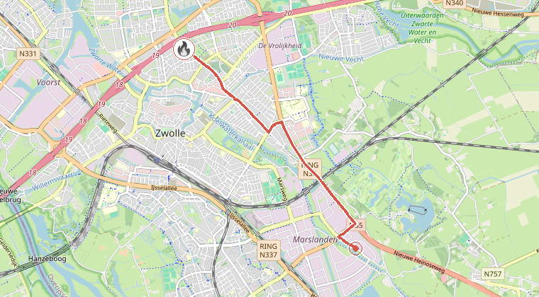 Kaart van de omgeving van de melding