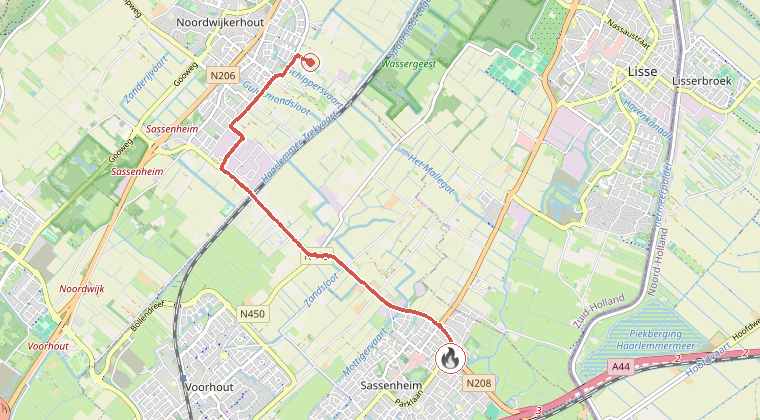 Kaart van de omgeving van de melding