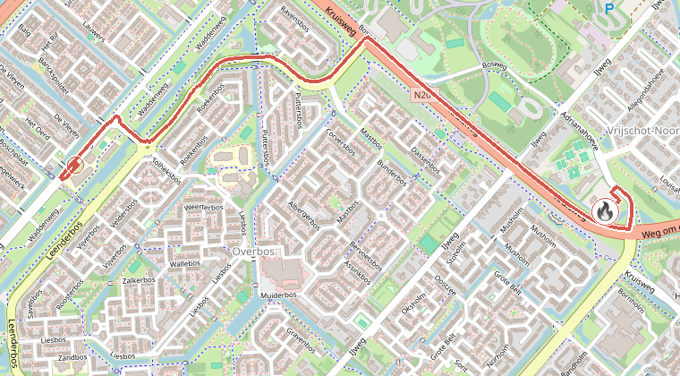 Kaart van de omgeving van de melding