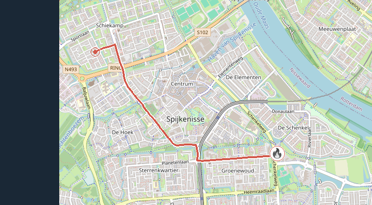 Kaart van de omgeving van de melding