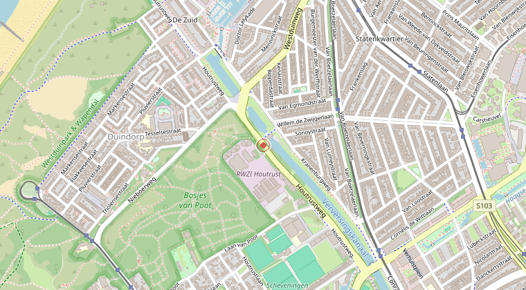 Kaart van de omgeving van de melding