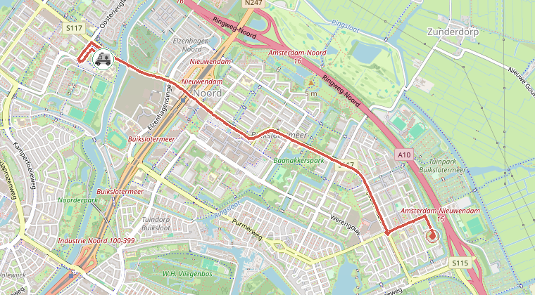 Kaart van de omgeving van de melding