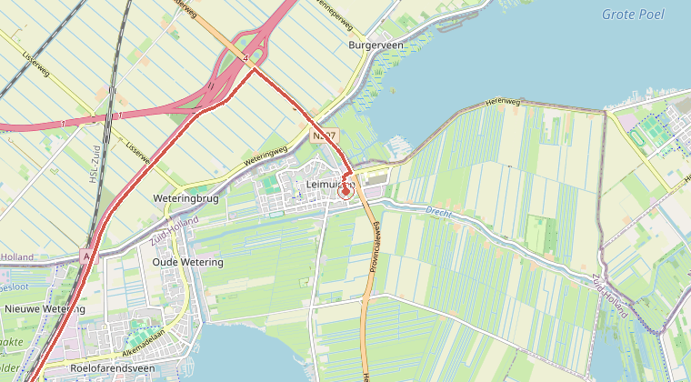 Kaart van de omgeving van de melding