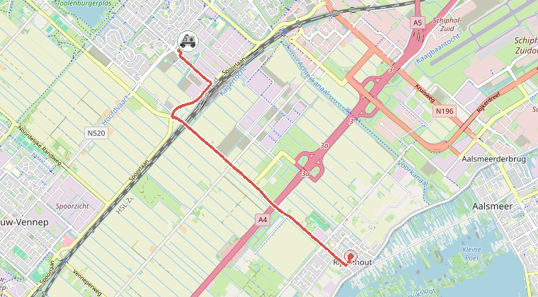 Kaart van de omgeving van de melding