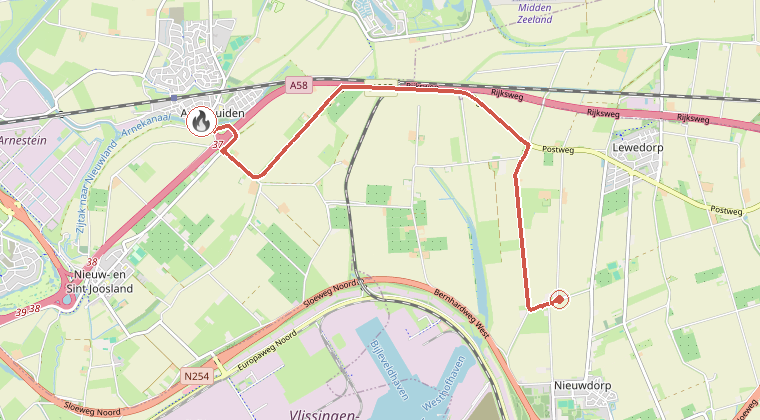 Kaart van de omgeving van de melding