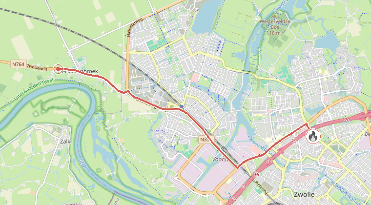 Kaart van de omgeving van de melding