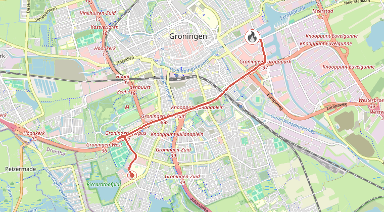 Kaart van de omgeving van de melding