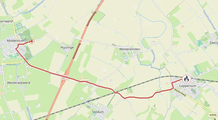 Kaart van de omgeving van de melding