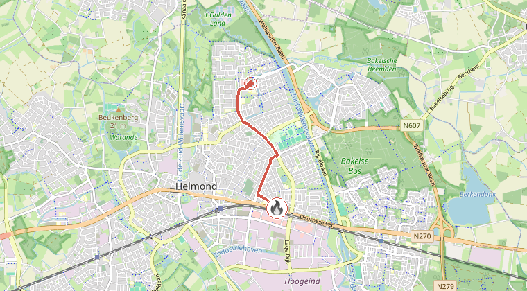 Kaart van de omgeving van de melding