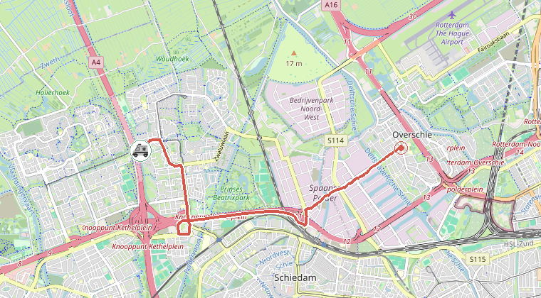 Kaart van de omgeving van de melding