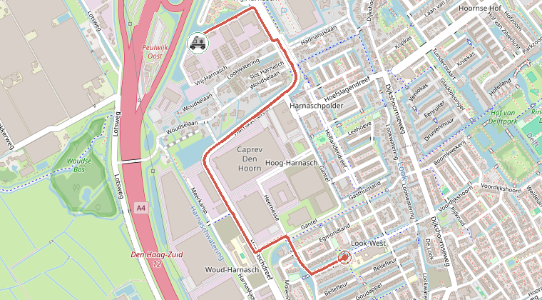 Kaart van de omgeving van de melding