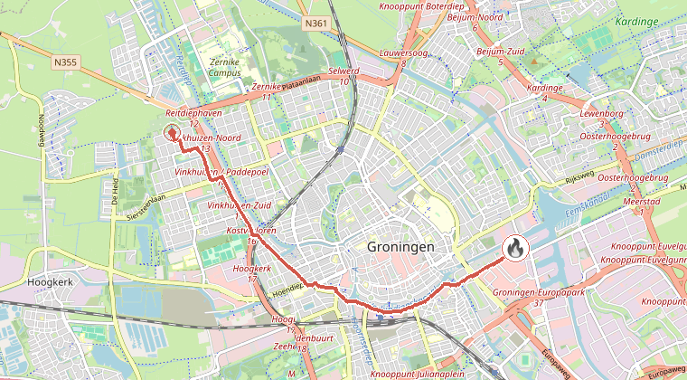 Kaart van de omgeving van de melding
