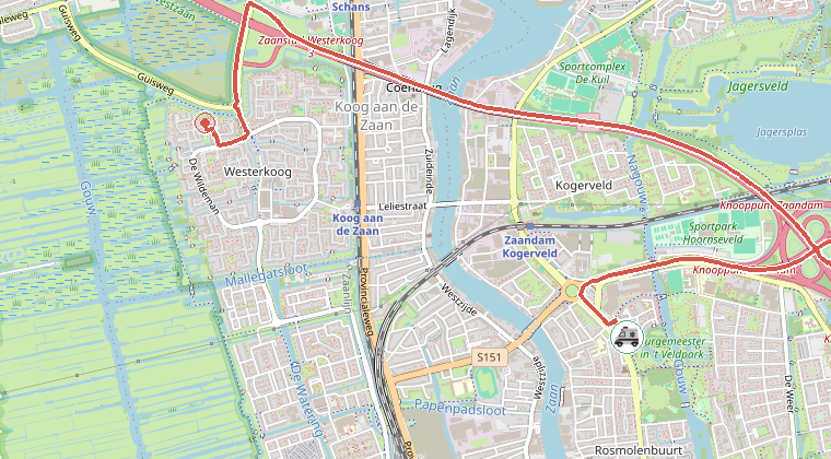 Kaart van de omgeving van de melding