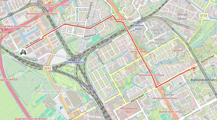 Kaart van de omgeving van de melding