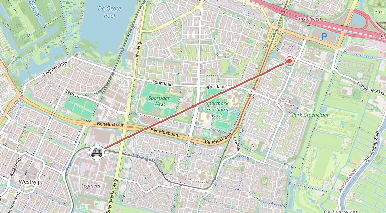 Kaart van de omgeving van de melding